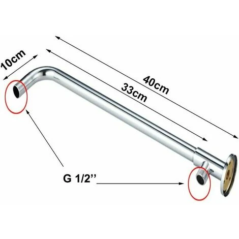 Stainless Steel Shower Head Arm With Silver Copper And Polished Chrome Bracket For Rain Shower Head Comes LO-Ron - Image 2