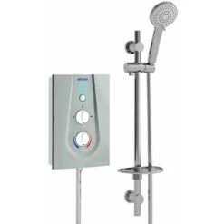 Bristan Joy Thermostatic Electric Shower 8.5kW Metallic Silver Modern Round Head