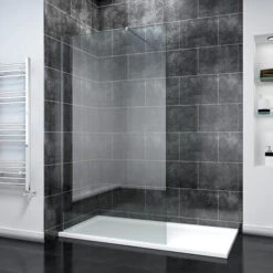 ELEGANT 1100mm Frameless Wet Room Shower Screen Panel 8mm Easy Clean Glass Walk In Shower Enclosure With Stainless Steel Support Bar