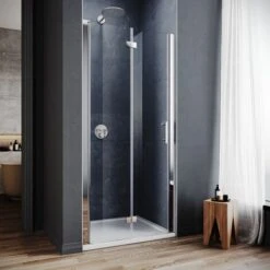 ELEGANT 800mm Bifold Shower Door Glass Shower Enclosure Reversible Folding Shower Door