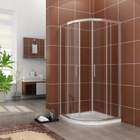 ELEGANT 900 X 900 Mm Quadrant Shower Enclosure Cubicle 6mm Easy Clean Glass Door Right Entry + Stone Tray + Waste Trap - Image 2