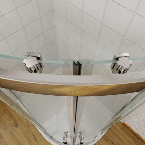 ELEGANT 800 X 800 Mm Quadrant Shower Enclosure Cubicle 6mm Easy Clean Glass Door Right Entry + Stone Tray + Waste Trap - Image 4