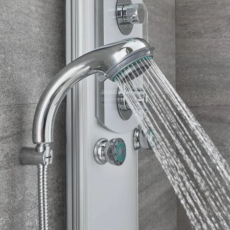 Milano Baya - Modern Exposed Aluminium Thermostatic Shower Tower Panel With Rainfall Shower Head&44 Hand Shower Handset And Body Jets - Chrome - Image 4
