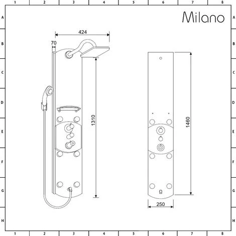 Milano Baya - Modern Exposed Aluminium Thermostatic Shower Tower Panel With Rainfall Shower Head&44 Hand Shower Handset And Body Jets - Chrome - Image 5