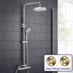 Rosa Round Thermostatic Dual Control Riser Slider Shower Handset & Easy Fittings