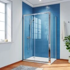 ELEGANT 1200 X 760 Mm Sliding Shower Enclosure 6mm Safety Glass Reversible Bathroom Cubicle Screen Door With Side Panel