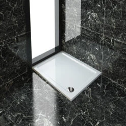 ELEGANT Rectangular 1000 X 800 X 40 Mm Stone Tray For Shower Enclosure Cubicle + Waste Trap