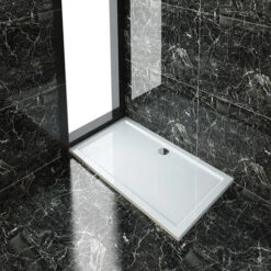 ELEGANT Rectangular 1400 X 800 X 40 Mm Stone Tray For Shower Enclosure Cubicle + Waste Trap