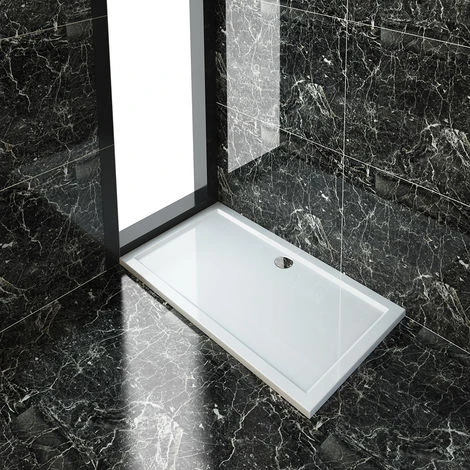 ELEGANT Rectangular 1400 X 800 X 40 Mm Stone Tray For Shower Enclosure Cubicle + Waste Trap