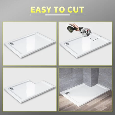ELEGANT Rectangular 1400 X 800 X 40 Mm Stone Tray For Shower Enclosure Cubicle + Waste Trap - Image 3