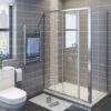 ELEGANT 1000 X 800 Mm Sliding Shower Enclosure 6mm Safety Glass Reversible Bathroom Cubicle Screen Door With Side Panel