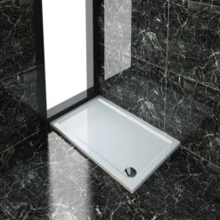 ELEGANT Rectangular 1200 X 760 X 40 Mm Stone Tray For Shower Enclosure Cubicle + Waste Trap