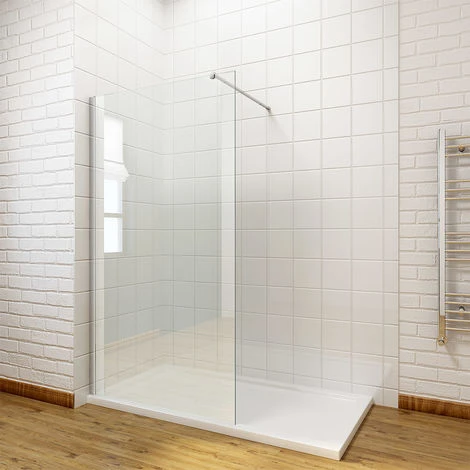 ELEGANT Walk In Shower Enclosure 8mm Easy Clean Glass Wetroom Shower Screen Panel 700mm