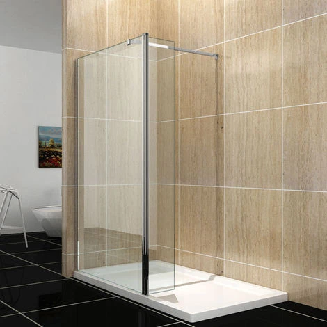ELEGANT Easy Clean Walk In Wetroom Shower Enclosure 8mm Glass 800mm Screen Panel + 300mm Flipper Panel