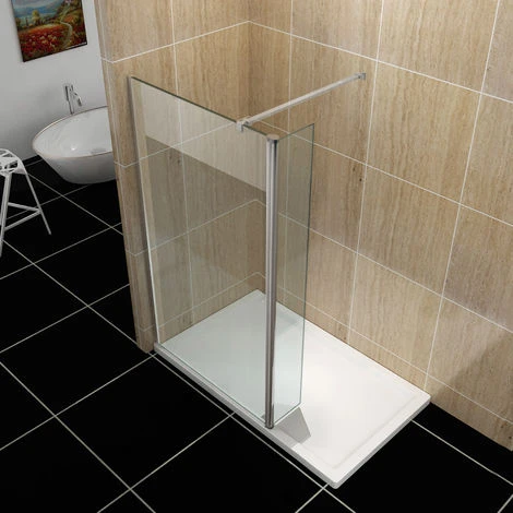 ELEGANT Easy Clean Walk In Wetroom Shower Enclosure 8mm Glass 800mm Screen Panel + 300mm Flipper Panel - Image 3