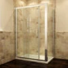 ELEGANT Sliding Shower Enclosure 6mm Glass Reversible Cubicle Door Screen Panel With Shower Tray And Waste + Side Panel 1000 X 800 Mm