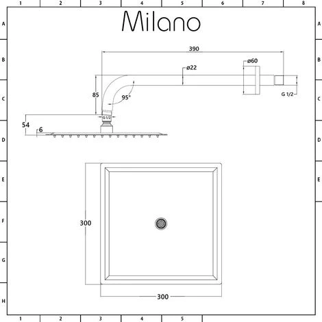 Milano Nero - Modern 2 Outlet Triple Thermostatic Mixer Shower Valve With 300mm Wall Mounted Square Rainfall Shower Head And Hand Shower Handset Kit - Black - Image 4