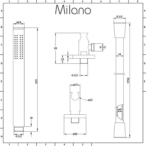 Milano Nero - Modern 2 Outlet Triple Thermostatic Mixer Shower Valve With 300mm Wall Mounted Square Rainfall Shower Head And Hand Shower Handset Kit - Black - Image 5