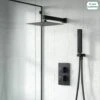 Black Matt Square Rainfall Shower Head With Hand Held Thermostatic Valve Temel
