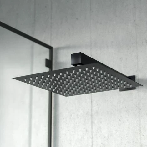 Matt Black Rainfall Shower Head With Hand Held And Thermostatic Valve Temel - Image 2