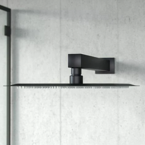Matt Black Rainfall Shower Head With Hand Held And Thermostatic Valve Temel - Image 3