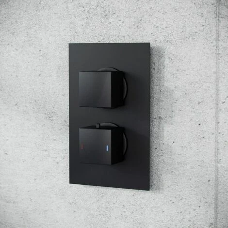 Matt Black Rainfall Shower Head With Hand Held And Thermostatic Valve Temel - Image 5