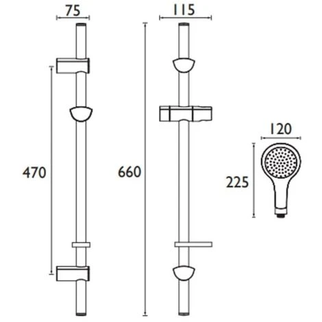 Bristan Evo Adjustable Shower Rail Kit Single Function Handset With 2000mm Hose - Chrome - Image 2
