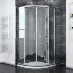 ELEGANT Quadrant Shower Enclosure 6mm Tempered Sliding Glass Cubicle Door 800 X 800 Mm With Tray