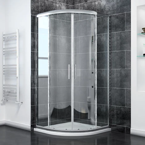 ELEGANT Quadrant Shower Enclosure 6mm Tempered Sliding Glass Cubicle Door 800 X 800 Mm With Tray