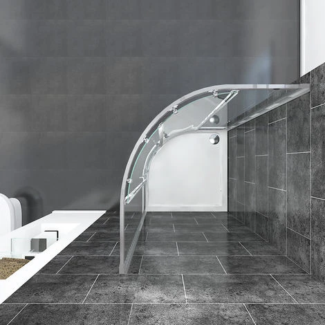 ELEGANT Quadrant Shower Enclosure 6mm Tempered Sliding Glass Cubicle Door 800 X 800 Mm With Tray - Image 3