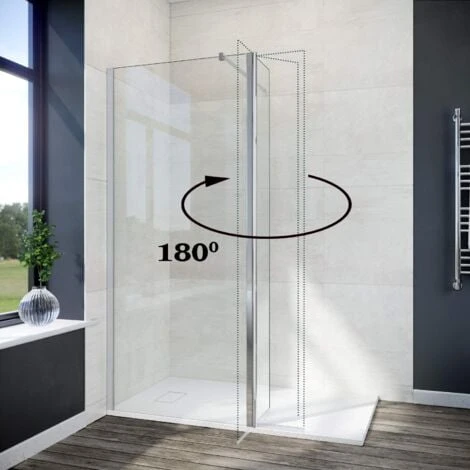 ELEGANT 900mm Walk In Shower Screen Glass Panel With 300mm Return Panel And 1400x900 Mm Shower Tray, 1900mm Height, 8mm Easy Clean Glass Wet Room Screen Panel Enclosure - Image 2