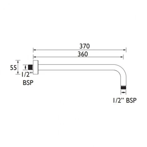 Bristan Modern Wall Mounted Shower Arm 348mm Length - Chrome - Image 2