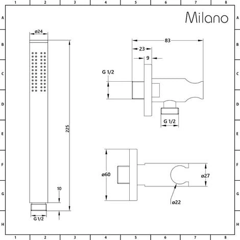 Milano Nero - Modern Black Concealed Triple Thermostatic Mixer Shower Valve With 400mm Square Ceiling Mounted Recessed Rainfall Shower Head And Hand Shower Handset Kit - Image 5