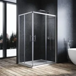 ELEGANT 900 X 800 Mm Sliding Corner Entry Shower Enclosure Door Cubicle