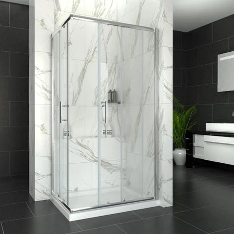 ELEGANT 900 X 700 X1850 Mm Sliding Corner Entry Shower Enclosure Door Cubicle - Image 2