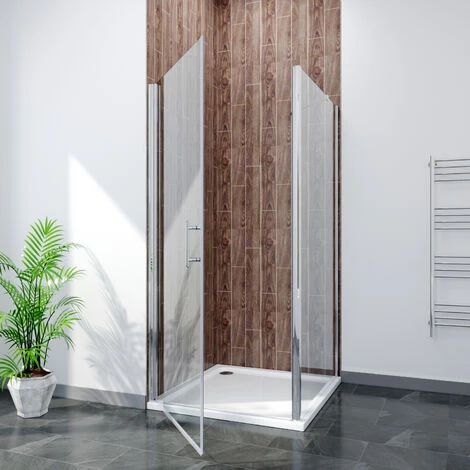 ELEGANT 700 X 700mm Frameless Pivot Shower Door Enclosure 6mm Safety Glass Reversible Shower Cubicle Door + Side Panel