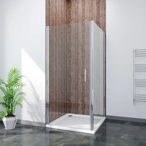 ELEGANT 700 X 700mm Frameless Pivot Shower Door Enclosure 6mm Safety Glass Reversible Shower Cubicle Door + Side Panel - Image 2