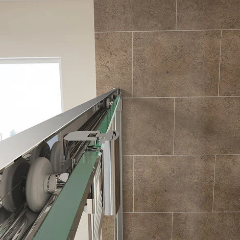 ELEGANT 1000 X 800mm Sliding Shower Enclosure 8mm Easy Clean Glass Shower Cubicle Door With Shower Tray + Side Panel - Image 5