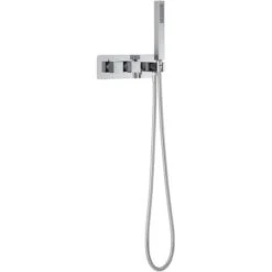 Milano Arvo - Modern 2 Outlet Twin Diverter Thermostatic Mixer Shower Valve With Hand Shower Handset And 1.75m Hose - Chrome