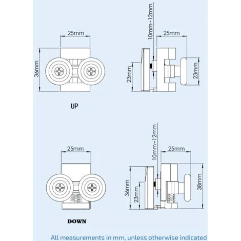 4 Shower Door Wheels Twin Top And Bottom Roller Runners - Image 4