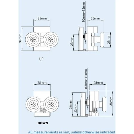 4 Shower Door Wheels Twin Top And Bottom Roller Runners - Image 5