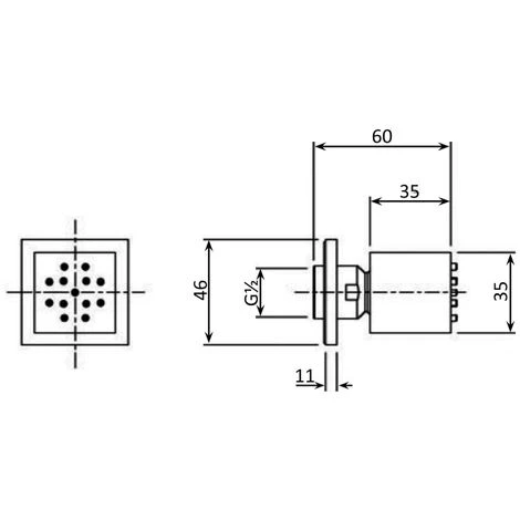 JTP Square Body Jet For Mixer Shower Single - Chrome - Image 2