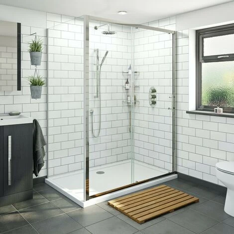Orchard 6mm Sliding Shower Enclosure With Stone Shower Tray 1000 X 760