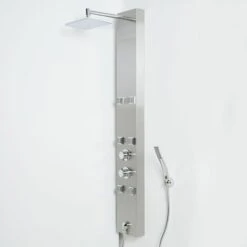 Milano Easton - Modern Exposed Thermostatic Shower Tower Panel With Rainfall Shower Head&44 Hand Shower Handset & Body Jets - Chrome