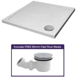 Modern Square 800 X 800 Shower Tray For Wetroom Stone Resin With Waste Plug