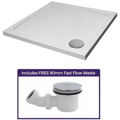 Modern Square 800 X 800 Shower Tray For Wetroom Stone Resin With Waste Plug