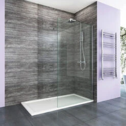 ELEGANT 1100mm Frameless Wet Room Shower Screen Panel 8mm Easy Clean Glass Walk In Shower Enclosure With Support Bar