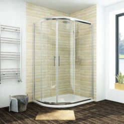 ELEGANT 1200 X 800 Mm Left Quadrant Shower Enclosure Sliding Glass Cubicle Door With Tray + Waste