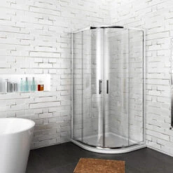 ELEGANT 900x900mm Quadrant Shower Enclosure 6mm Easy Clean Glass Sliding Door With Bar Handles