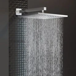 200 Mm Fixed Square Shower Head With Wall Mounted Arm